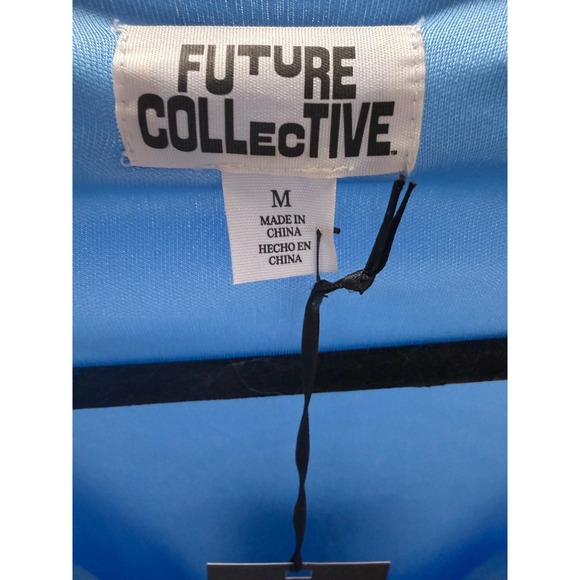 Future Collective Maxi Dress Womens Medium Blue NEW Ruffle Long Sleeve V-Neck - Picture 2 of 8